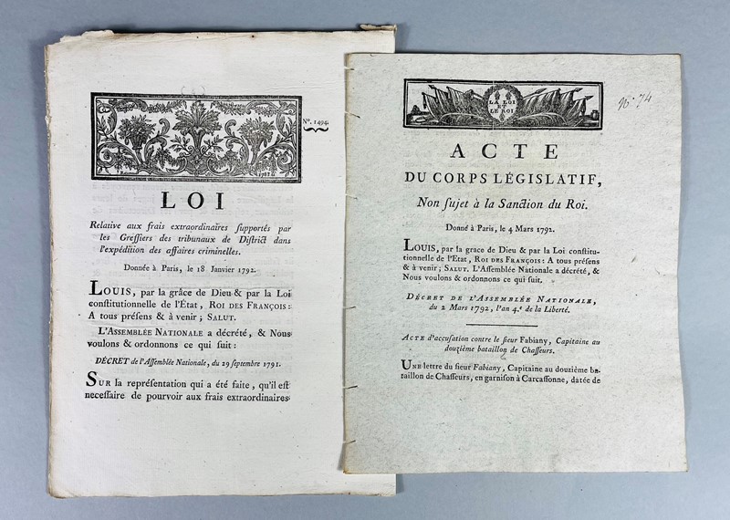 French Revolution. Justice. Court costs and Process for high treason for conspiracy.  [..]