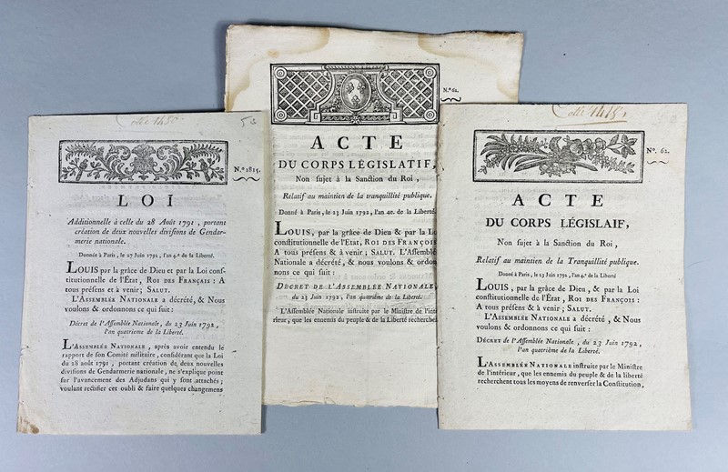 French Revolution. Police and National Security. 3 Pamphlets.  - Auction RARE BOOKS,  [..]