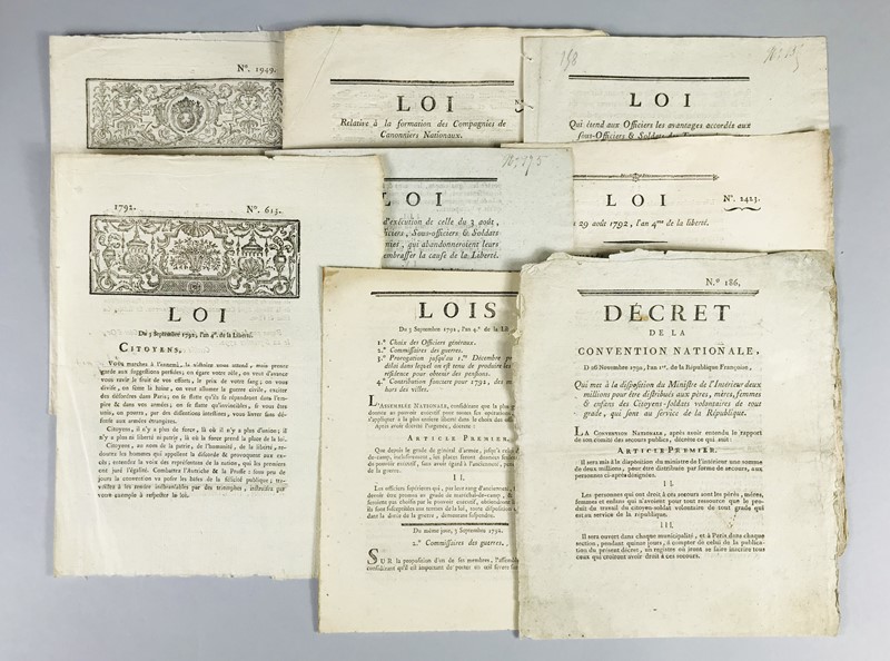 Army. 7 Booklets of the National Convention. 1792.  - Auction RARE BOOKS, PAMPHLETS  [..]