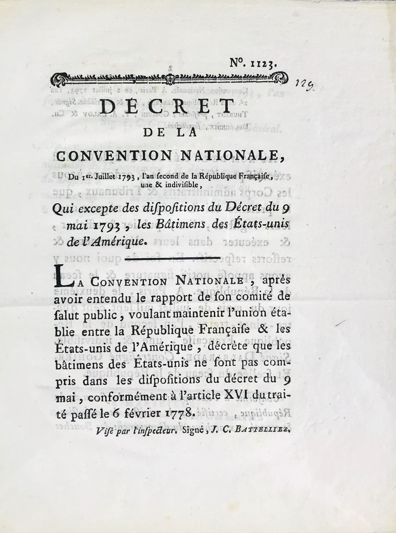 Trade with the United States. Convention Nationale. Decret qui excepte des dispositions  [..]